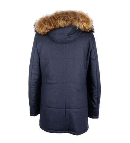 Made in Italy Elegant Blue Wool-Cashmere Padded Jacket