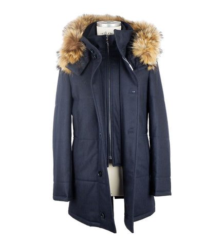 Made in Italy Elegant Blue Wool-Cashmere Padded Jacket