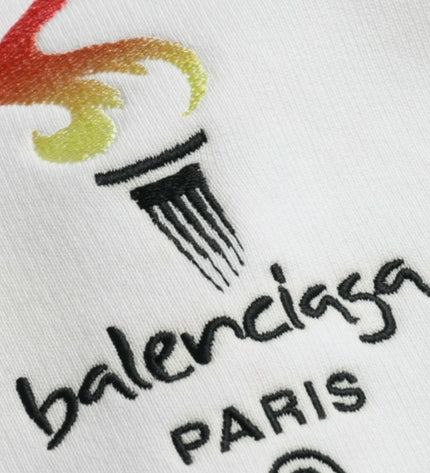 Balenciaga White Cotton Logo Hooded Pullover Sweatshirt Sweater