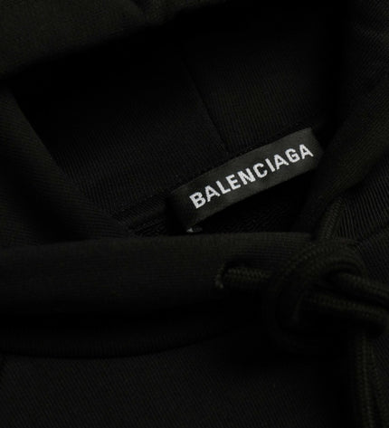 Balenciaga Black Cotton Logo Hooded Pullover Sweatshirt Sweater