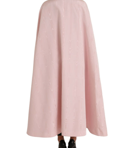 Dolce & Gabbana Light Pink Silk Long Maxi Cape Coat Jacket