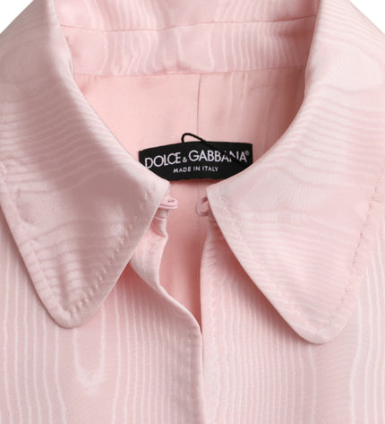 Dolce & Gabbana Light Pink Silk Long Maxi Cape Coat Jacket