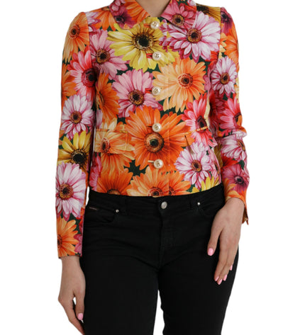 Giacca cappotto blazer in broccato floreale multicolor Dolce &amp; Gabbana