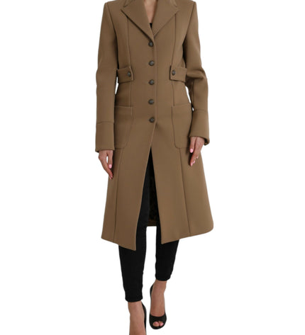 Dolce & Gabbana Brown Button Down Long Trench Coat Jacket