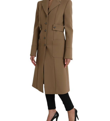 Dolce & Gabbana Brown Button Down Long Trench Coat Jacket