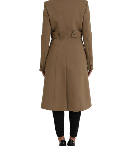 Dolce & Gabbana Brown Button Down Long Trench Coat Jacket