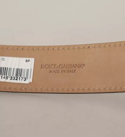 Dolce & Gabbana Black Leather Gold Metal Logo Engraved Buckle Belt