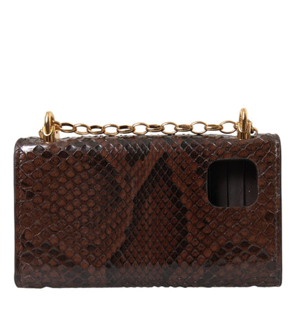 Dolce & Gabbana Brown Python Leather DG Girls Crossbody Phone Bag