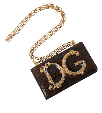 Dolce & Gabbana Brown Python Leather DG Girls Crossbody Phone Bag