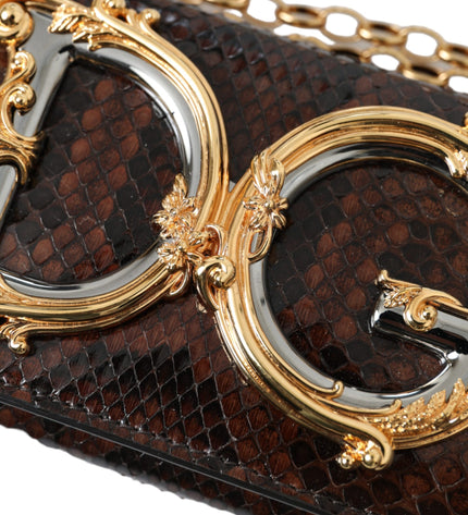 Dolce & Gabbana Brown Python Leather DG Girls Crossbody Phone Bag