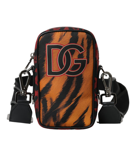 Dolce & Gabbana Multicolor Tiger Print Nylon Logo Cross Body Bag