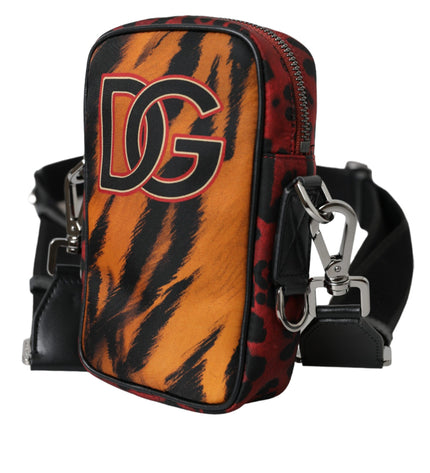 Dolce & Gabbana Multicolor Tiger Print Nylon Logo Cross Body Bag