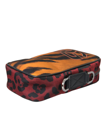 Dolce & Gabbana Multicolor Tiger Print Nylon Logo Cross Body Bag