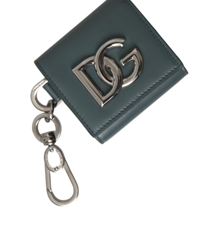 Dolce & Gabbana Green Leather DG Logo Keyring Coin Purse Keyring Wallet