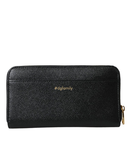 Dolce & Gabbana Black Blue Leather #DGFAMILY Zipper Continental Men Wallet