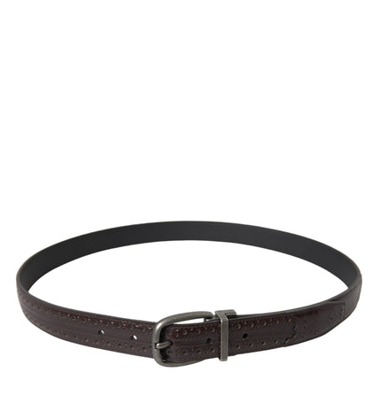 Dolce & Gabbana Dark Brown Perforated Leather Metal Buckle Belt Men