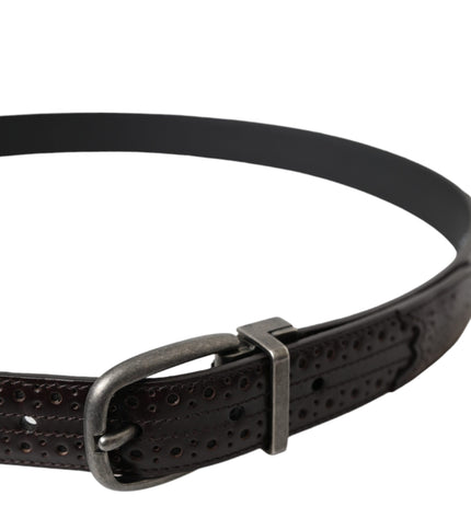 Dolce & Gabbana Dark Brown Perforated Leather Metal Buckle Belt Men