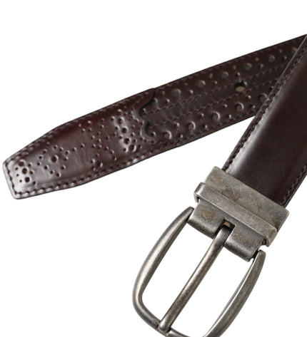 Dolce & Gabbana Dark Brown Perforated Leather Metal Buckle Belt Men