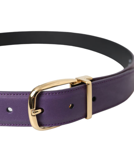 Dolce & Gabbana Purple Leather Gold Metal Buckle Belt Men