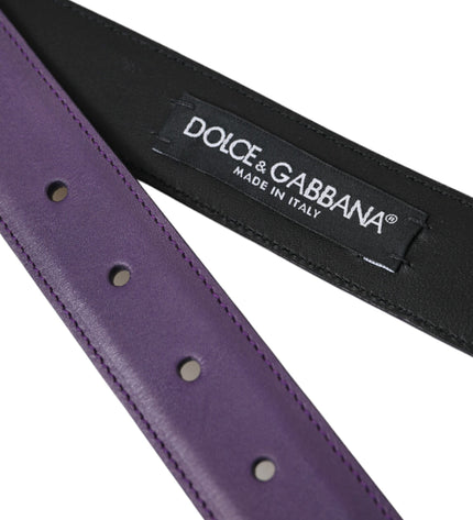 Dolce & Gabbana Purple Leather Gold Metal Buckle Belt Men