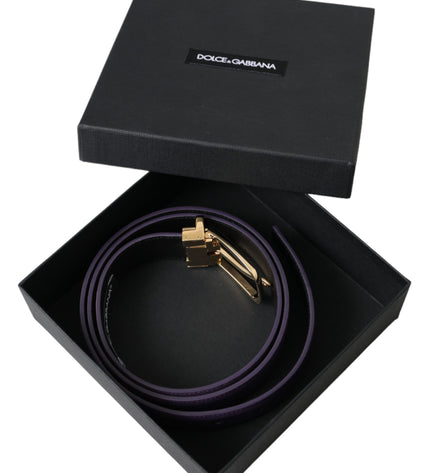 Dolce & Gabbana Purple Leather Gold Metal Buckle Belt Men