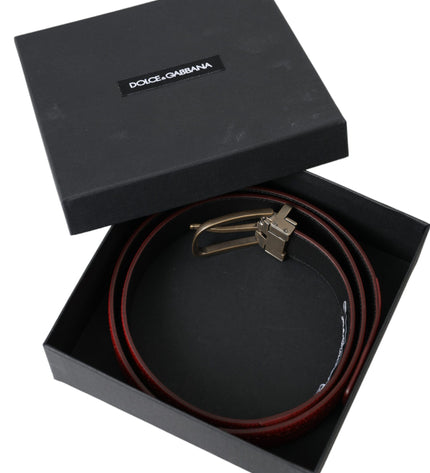 Dolce & Gabbana Red Perforated Leather Metal Buckle Belt Men