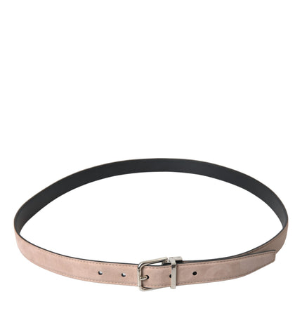 Dolce & Gabbana Beige Suede Leather Silver Buckle Belt Men