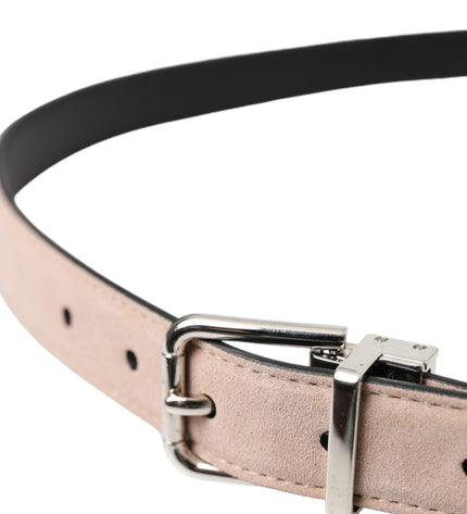 Dolce & Gabbana Beige Suede Leather Silver Buckle Belt Men