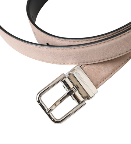 Dolce & Gabbana Beige Suede Leather Silver Buckle Belt Men