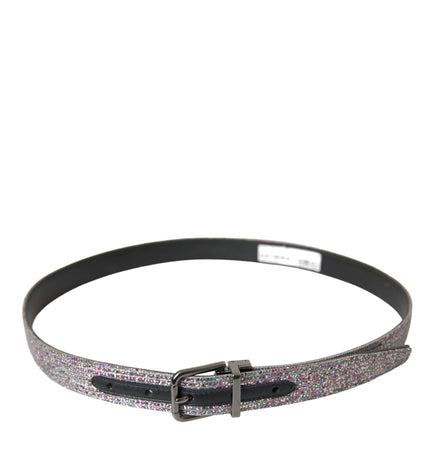 Dolce & Gabbana Multicolor Embellished Silver Metal Buckle Belt