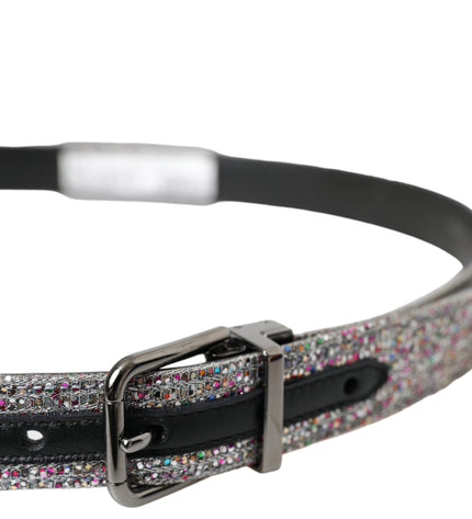 Dolce & Gabbana Multicolor Embellished Silver Metal Buckle Belt