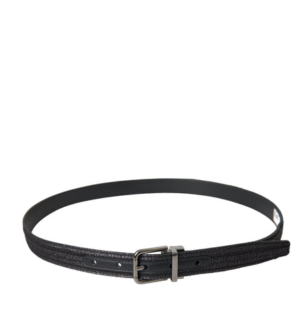 Dolce & Gabbana Black Jacquard Stripes Silver Metal Buckle Belt