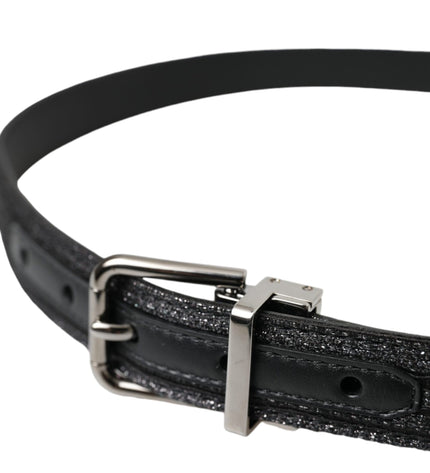 Dolce & Gabbana Black Jacquard Stripes Silver Metal Buckle Belt