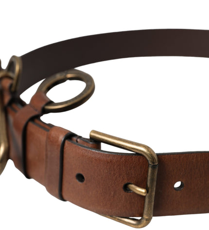 Dolce & Gabbana Brown Calf Leather Gold Metal Buckle Belt Men