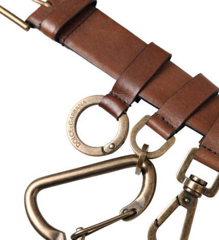 Dolce & Gabbana Brown Calf Leather Gold Metal Buckle Belt Men