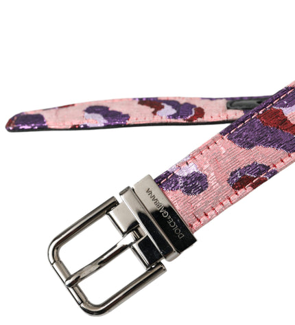 Dolce & Gabbana Multicolor Jacquard Leather Metal Buckle Belt