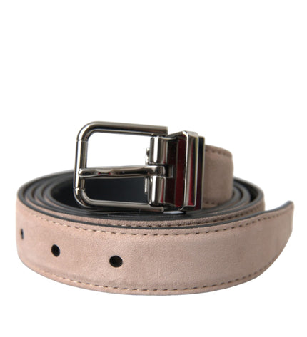 Dolce & Gabbana Beige Suede Leather Silver Buckle Belt Men