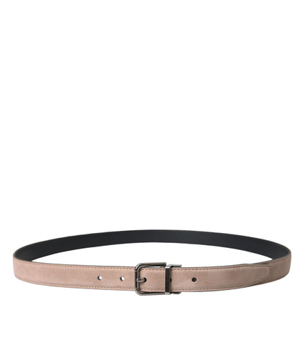 Dolce & Gabbana Beige Suede Leather Silver Buckle Belt Men