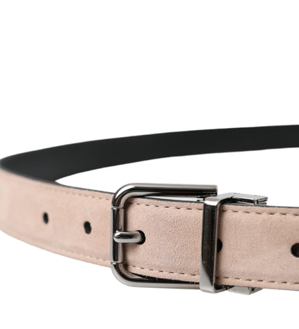 Dolce & Gabbana Beige Suede Leather Silver Buckle Belt Men