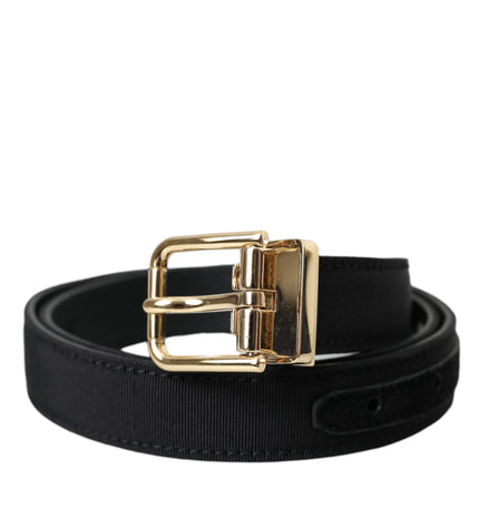 Dolce & Gabbana Black Gros Grain Gold Metal Buckle Belt Men