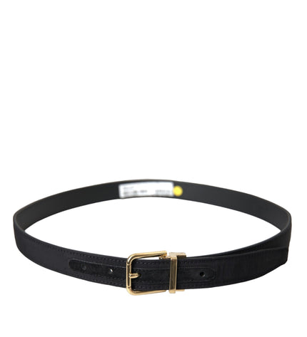 Dolce & Gabbana Black Gros Grain Gold Metal Buckle Belt Men