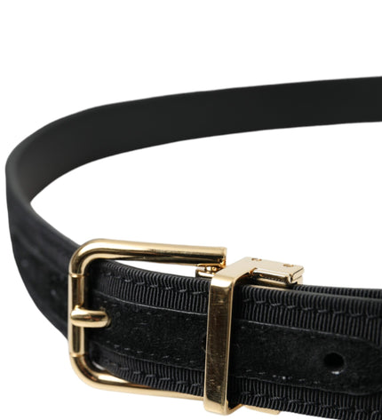 Dolce & Gabbana Black Gros Grain Gold Metal Buckle Belt Men