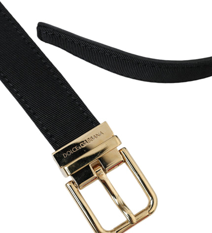 Dolce & Gabbana Black Gros Grain Gold Metal Buckle Belt Men