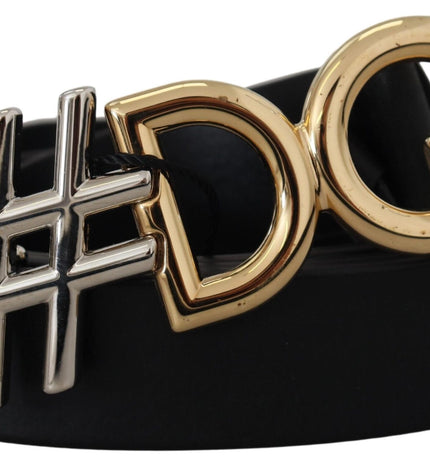 Dolce &amp; Gabbana Siyah Deri Metal #DG Logolu Tokalı Kemer