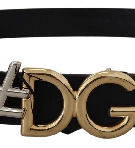 Dolce &amp; Gabbana Siyah Deri Metal #DG Logolu Tokalı Kemer