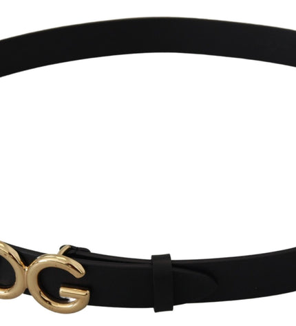 Dolce & Gabbana Black Leather Metal #DG Logo Buckle Belt