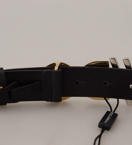 Dolce & Gabbana Black Leather Metal #DG Logo Buckle Belt