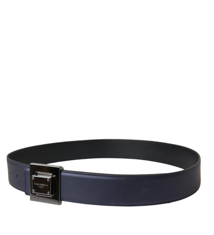 Dolce & Gabbana Blue Leather Square Metal Buckle Belt