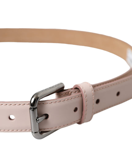 Dolce & Gabbana Light Pink Leather Silver Metal Buckle Belt