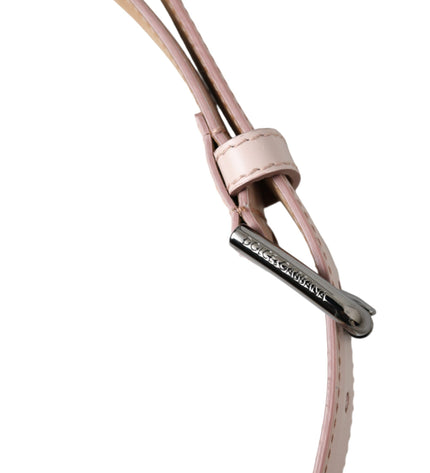 Dolce & Gabbana Light Pink Leather Silver Metal Buckle Belt